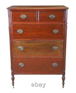 Antique Sheraton Federal Style Mahogany Chest of Drawers Tallboy Dresser 50