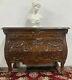Antique Style Country French Serpentine Hand Carved Mahogany Chest Console