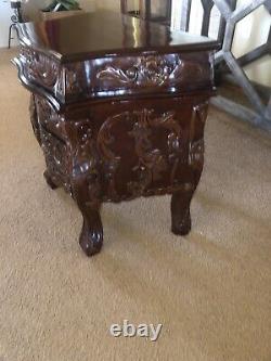 Antique Style Hand Carved Mahogany Chest 3 Drawer