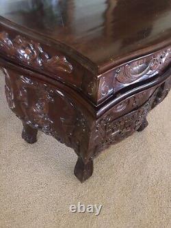 Antique Style Hand Carved Mahogany Chest 3 Drawer