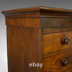 Antique Tallboy, English, Flame Mahogany, Tall Chest of Drawers, Victorian, 1850