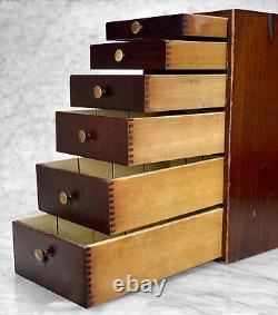 Antique Traditional Mahogany 6-Drawer Watchmakers Chest Storage Box