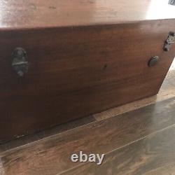 Antique Travel Chest Wood Storage Trunk Treasure Box Blankets Document Tool Rare