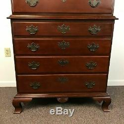 Antique Two-Part Chippendale Style Mahogany Bonnet Top Chest on Chest, Pinwheel