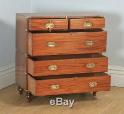 Antique Victorian Colonial Mahogany & Brass Campaign Chest of Drawers with Case