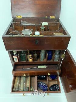 Antique Victorian Mahogany Apothecary Cabinet / Medicine Chest COMPLETE Doctors