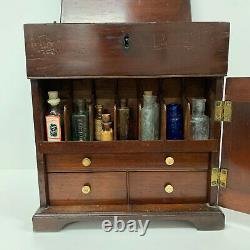 Antique Victorian Mahogany Apothecary Cabinet Medicine Chest COMPLETE Doctors