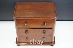 Antique Victorian Mahogany Table-Top Chest of 3 Drawers Apprentice piece