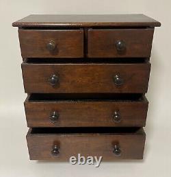 Antique Victorian Miniature Apprentice Made Sample Chest of Drawers Mahogany