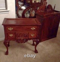 Antique Vintage Mahogany Chippendale Highboy Chest Queen Anne Furniture Dresser