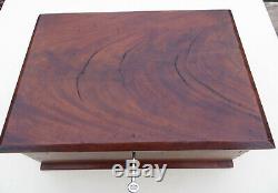 Antique/Vintage Mahogany Wooden Table Top Box / Chest with Hobbs & Co Key & Lock