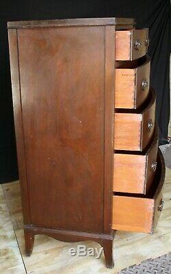 Antique Vintage Old HICKORY Mahogany Wood Wooden Bow Front Dresser Highboy Chest