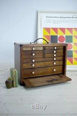Antique Vintage Wood Engineers Watchmaker Carpenter Tool Chest/Box/Case Neslein