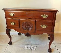 Antique/Vtg Solid Mahogany Wood Ball & Claw Lowboy Chest of Drawers Dresser