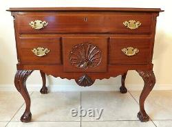 Antique/Vtg Solid Mahogany Wood Ball & Claw Lowboy Chest of Drawers Dresser