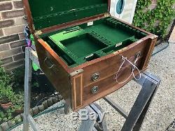 Antique Wellington chest drawer Walnut, Mahogany Inlaid Knifes box serving chest