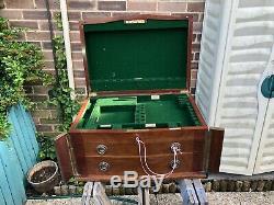 Antique Wellington chest drawer Walnut, Mahogany Inlaid Knifes box serving chest