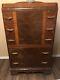 Antique chest of drawers, dresser with mirror, and bed with head and footboard
