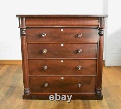 Antique large Victorian flame mahogany Scotch chest of drawers