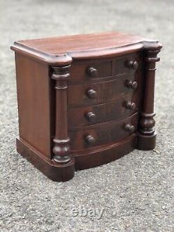 Apprentice Piece. Small Victorian Mahogany Bow Front Chest Of Drawers