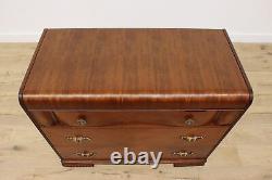 Art Deco Waterfall Vintage Mahogany Chest or Dresser, Inlay #48569