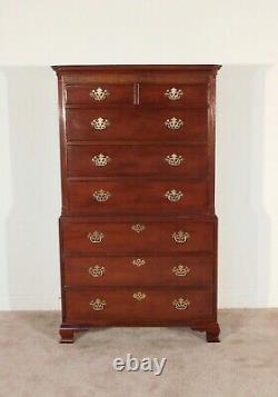 BAKER Furniture Co Chinese Chippendale Mahogany 8 Drawer Tall Chest Highboy