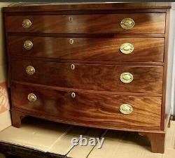Baker Chippendale Hepplewhite Style Bowfront Mahogany Antique Dresser Chest