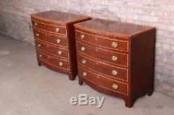 Baker Furniture Georgian Banded Mahogany Bachelor Chests or Large Nightstands