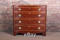Baker Furniture Georgian Banded Mahogany Bachelor Chests or Large Nightstands