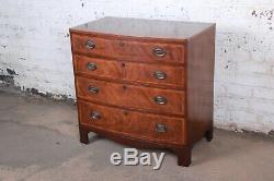 Baker Furniture Georgian Banded Mahogany Bow Front Chest of Drawers or Commode