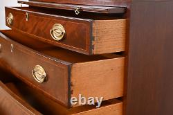 Baker Furniture Georgian Inlaid Mahogany Bow Front Bachelor Chest, Refinished