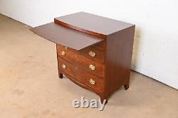 Baker Furniture Georgian Inlaid Mahogany Bow Front Bachelor Chest, Refinished