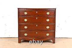 Baker Furniture Mahogany Bow Front Chest of Drawers, Newly Refinished