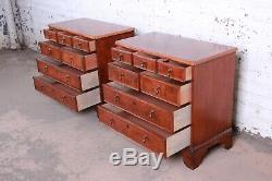 Baker Furniture Milling Road Georgian Burled Walnut Seven-Drawer Dresser Chests