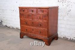 Baker Furniture Milling Road Georgian Burled Walnut Seven-Drawer Dresser Chests