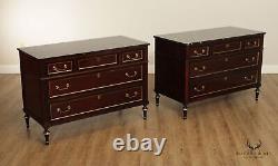 Baker Historic Charleston Directoire Style Pair of Marble Top Mahogany Chests