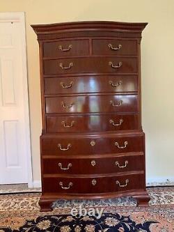 Baker Mahogany Bow Inlaid Tall Chest Of Drawers