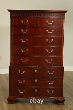 Baker Mahogany Chippendale Style High Chest on Chest