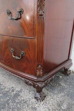 Ball And Claw Feet Carved Flame Mahogany Tall Chest of Drawers 3556