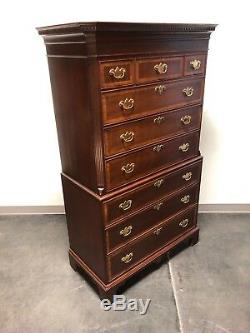 Banded Mahogany Chippendale Tall Chest on Chest by White of Mebane