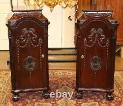 Beautiful Adams Style Carved Solid Mahogany Silver Chests Pair
