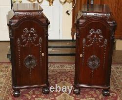 Beautiful Adams Style Carved Solid Mahogany Silver Chests Pair