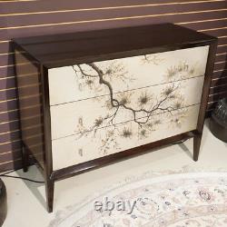 Beautiful Hand painted Mahogany chest of drawers Dresser Silver and Espresso