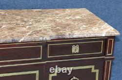 Beautiful Mahogany & Bronze Marble Top Signed Jansen Commode Dresser Chest C1940