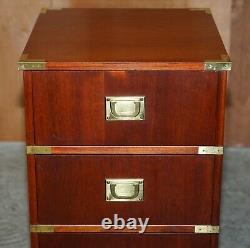 Brass Trim Military Campaign Side Table Size Small Chest Of Drawers Bedside Lamp