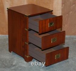 Brass Trim Military Campaign Side Table Size Small Chest Of Drawers Bedside Lamp