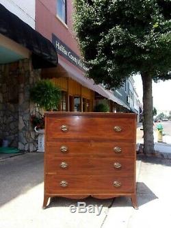 Butler's Mahogany Hepplewhite Four Drawer Chest with Brass Hardware 19thc