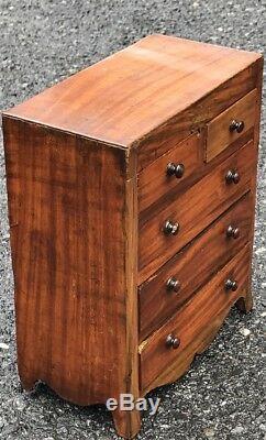 C1860 Federal Style Mahogany Salesman Sample 2 Over 3 Tall Chest Of Drawers
