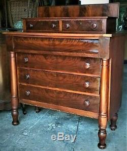 CHEST of drawers, flame mahogany, c1840 Classical Empire, Maine, 43w