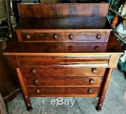 CHEST of drawers, flame mahogany, c1840 Classical Empire, Maine, 43w